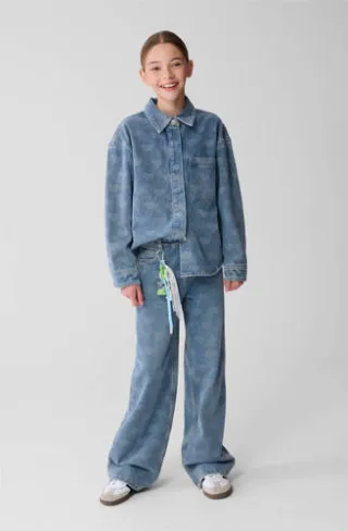 Shoeby denim blouse met hartjes medium blue denim, foto 5