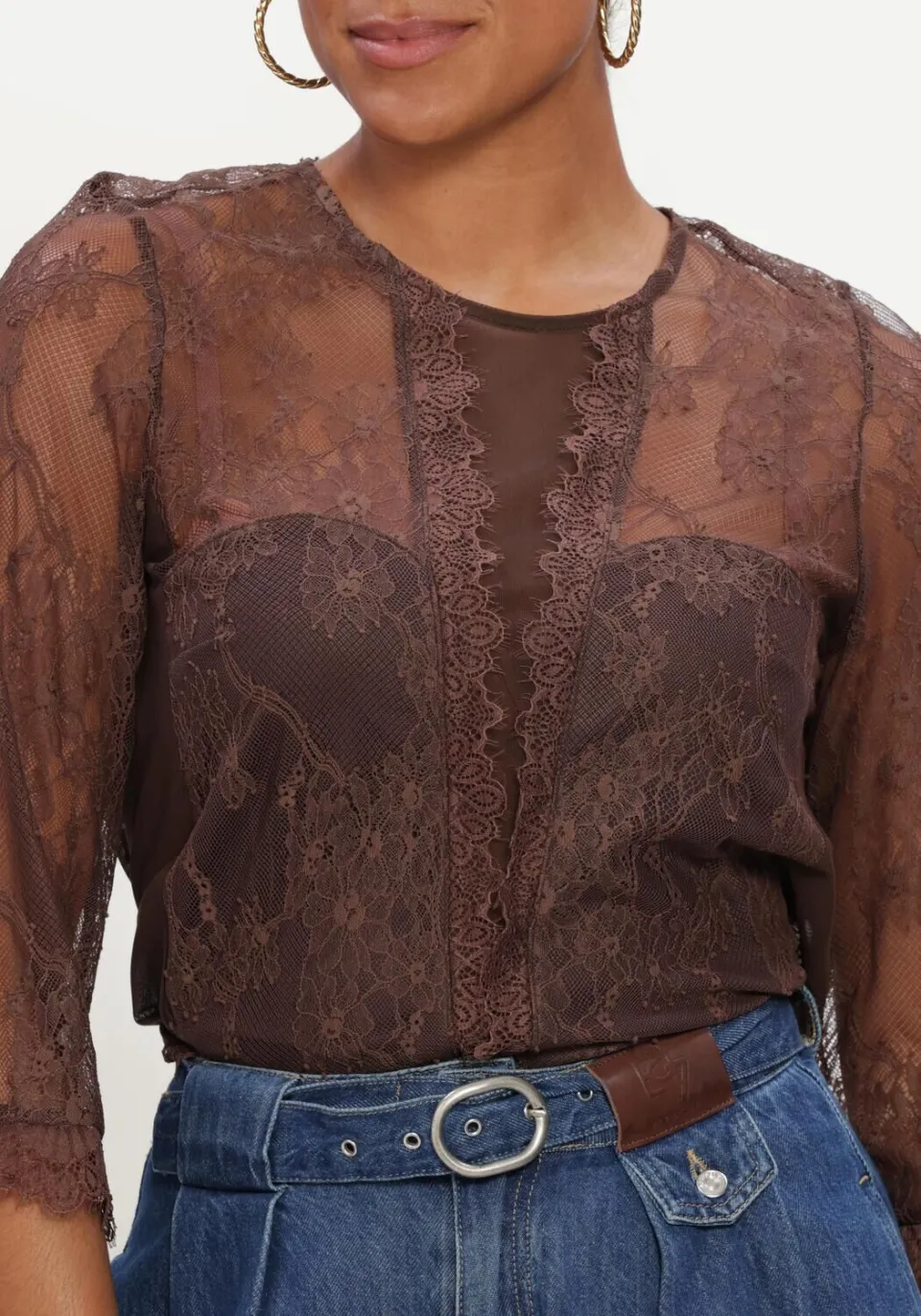 Est'seven Lacy top donkerbruin bruin, foto 4