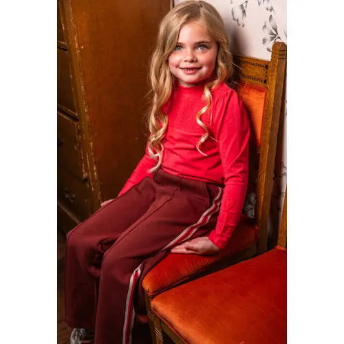 LOOXS little rechtvallende longsleeve met smockwerk koraalrood, foto 3