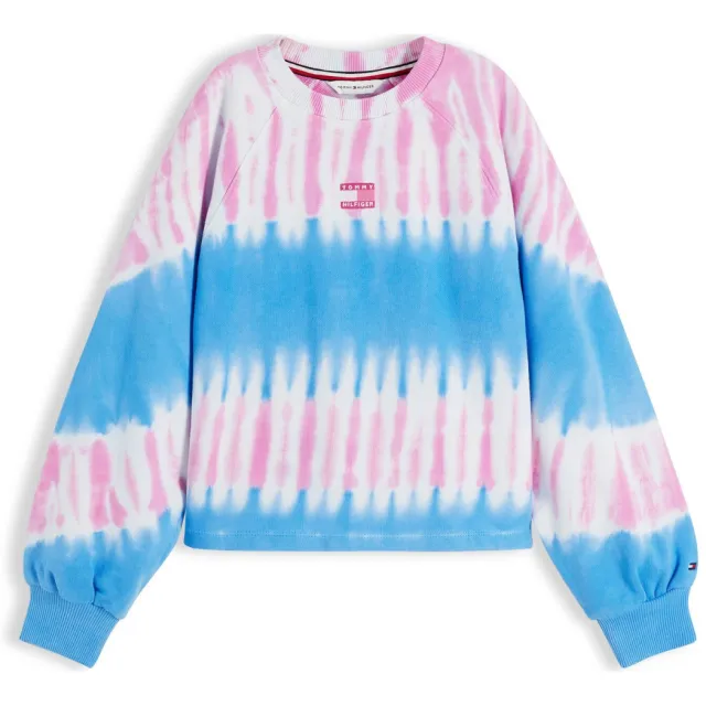 Tommy Hilfiger boxy tie-dye sweater - blauw Blauw/roze/wit