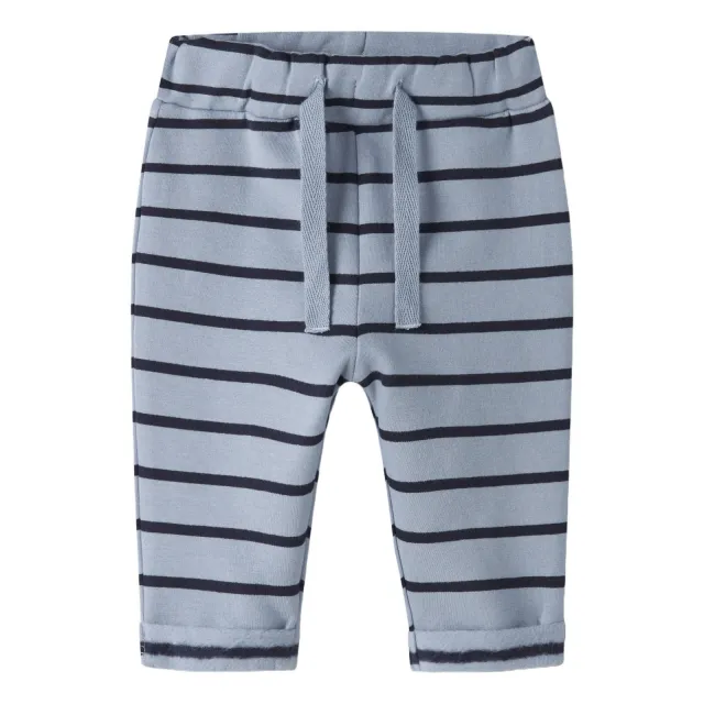 NAME IT BABY regular fit gestreepte joggingbroek blauw Blauw/donkerblauw