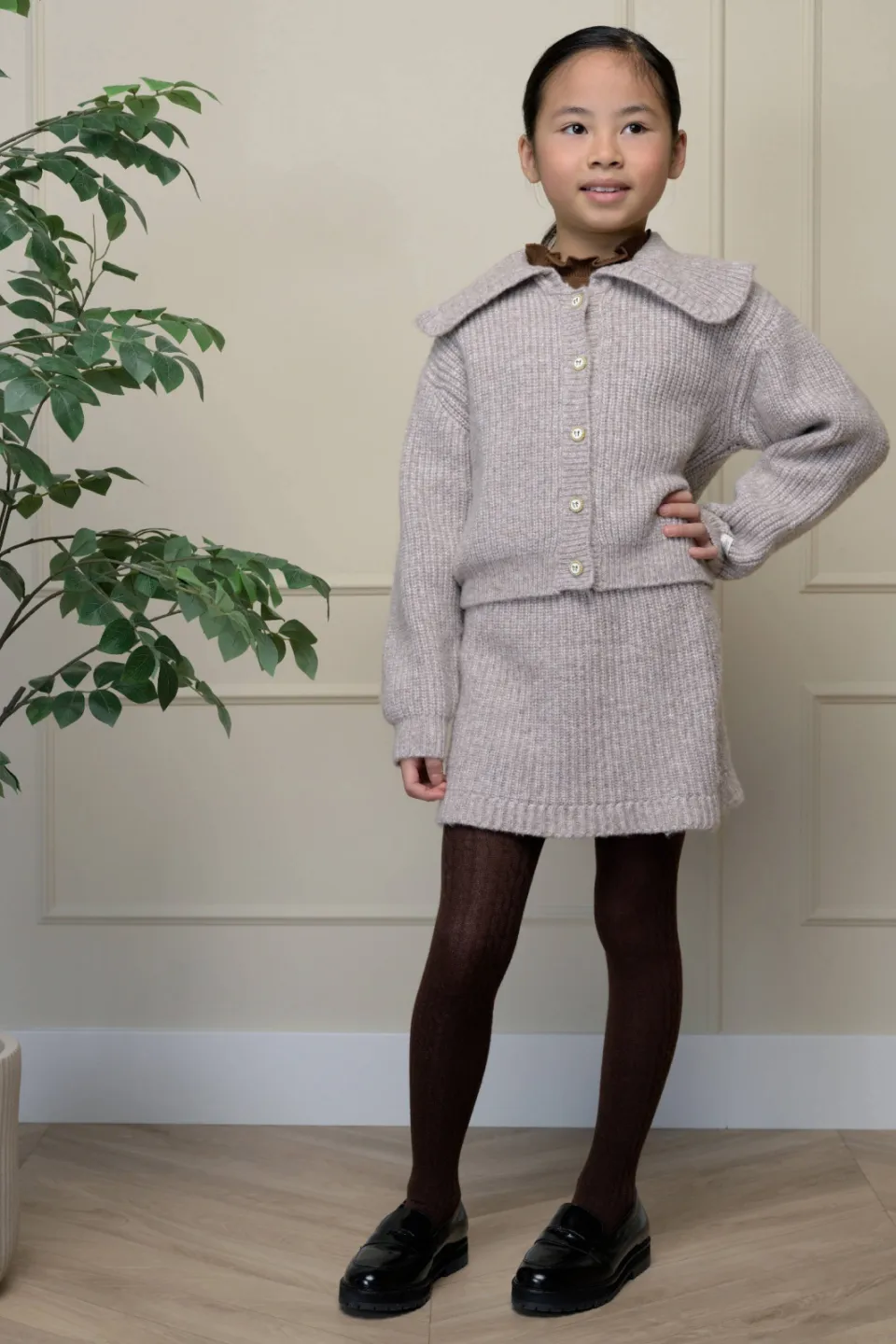 Le Chic gebreide korte rok zand