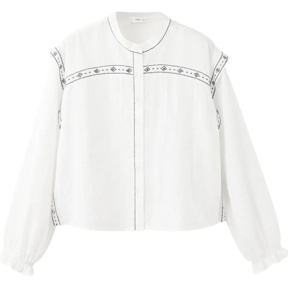 Mango Teen blouse met borduursels wit, foto 2