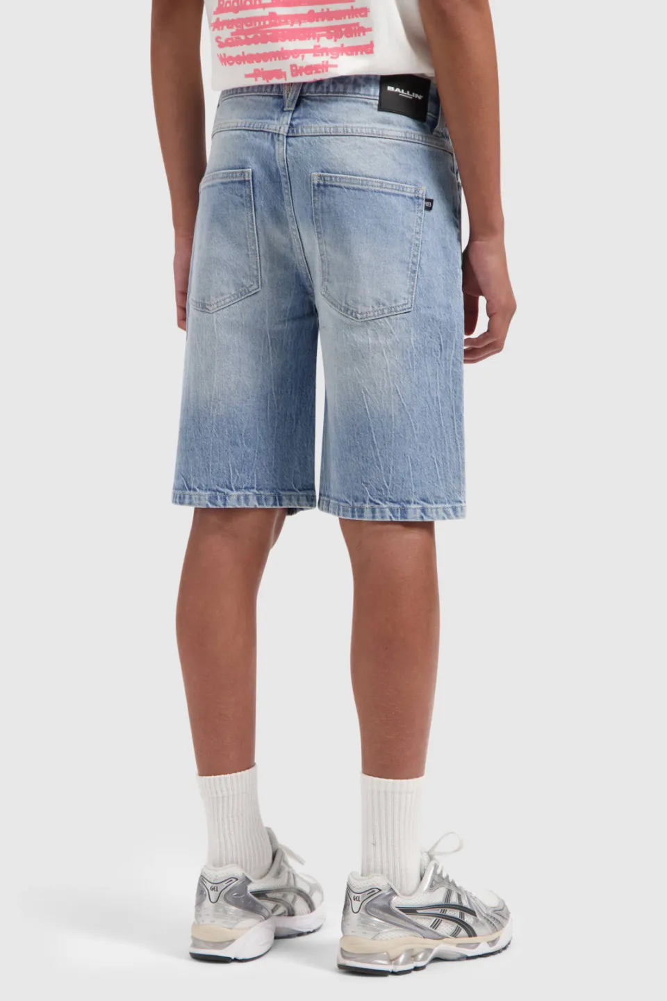 Ballin regular waist jeansshort medium blue denim, foto 6
