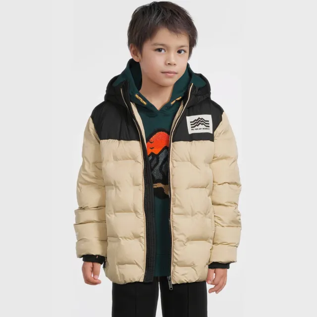 Me & My Monkey colourblock heatseal pufferjas beige