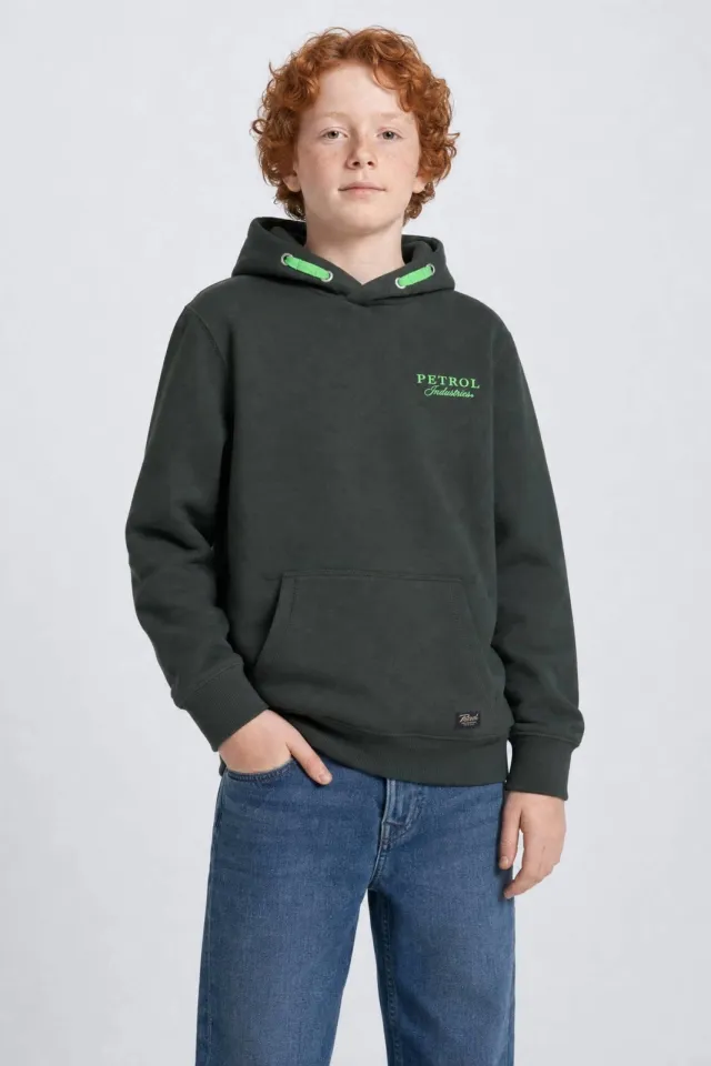 Petrol Industries rechtvallende hoodie met logo - donkergroen Donkergroen/groen