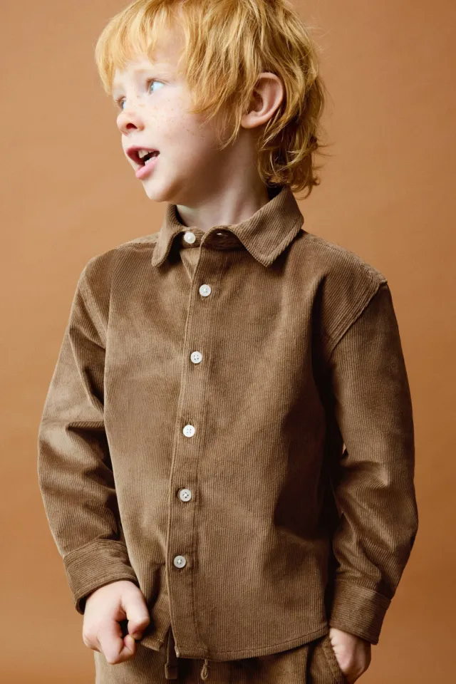 Mango Kids corduroy casual overhemd - bruin