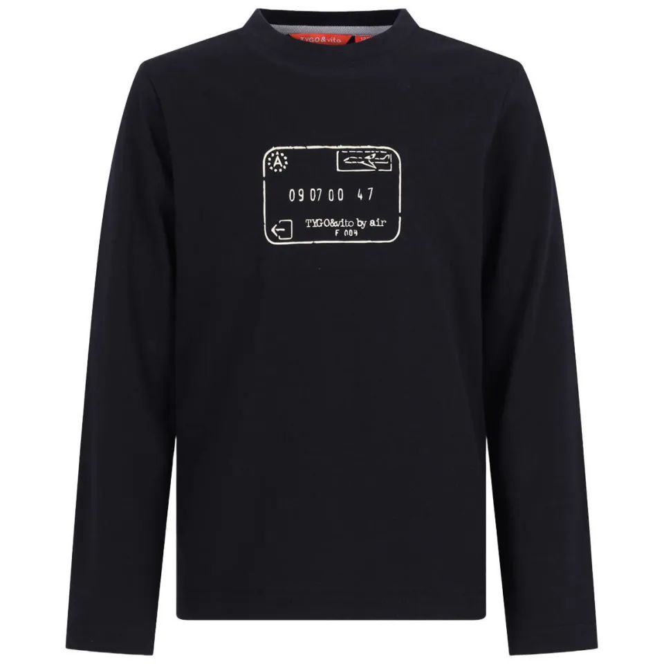 TYGO & vito jersey longsleeve met print zwart, foto 2