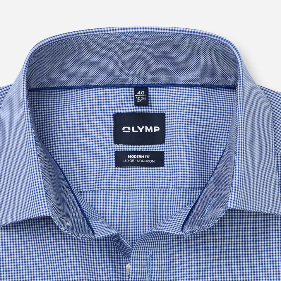 Olymp Comfort geruit casual overhemd donkerblauw koninklijk, foto 3