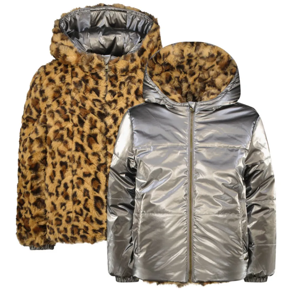 Vingino omkeerbare winterjas panterprint bruin, foto 3