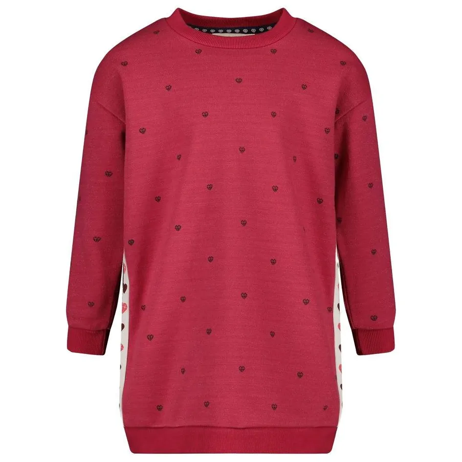 Jubel midi sweatjurk met hartjes roze, foto 2