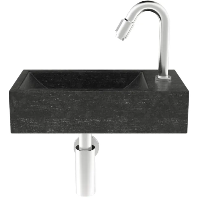 Boss & Wessing Fonteinset Compleet | Hardsteen | Hiroko 40x23x11 cm | Rechts | Chroom