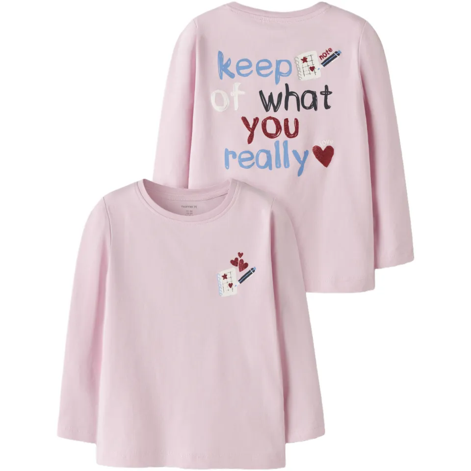 NAME IT MINI longsleeve met backprint lichtroze, foto 3