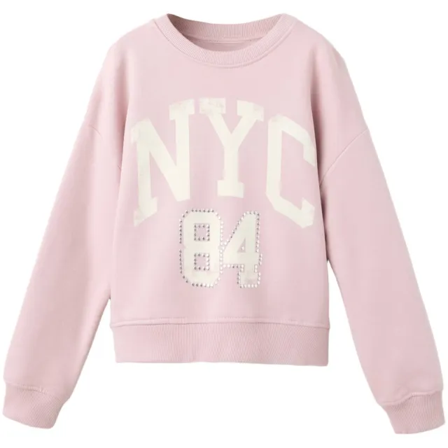 Mango Kids sweater met print - lichtroze