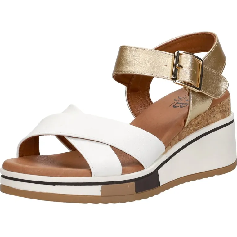 Sub55 sleehak sandalen wit goud, foto 3