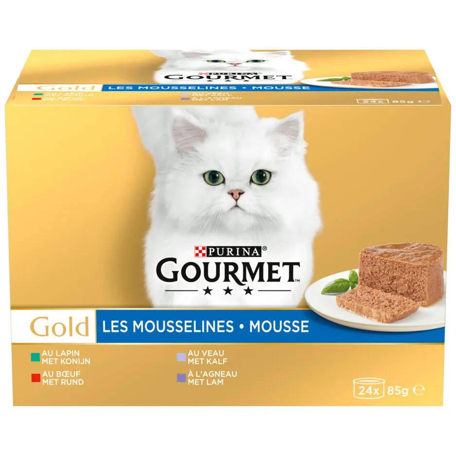 Gourmet Gold mousse kattenvoer rund konijn kalf lam 24 x 85 g, foto 4