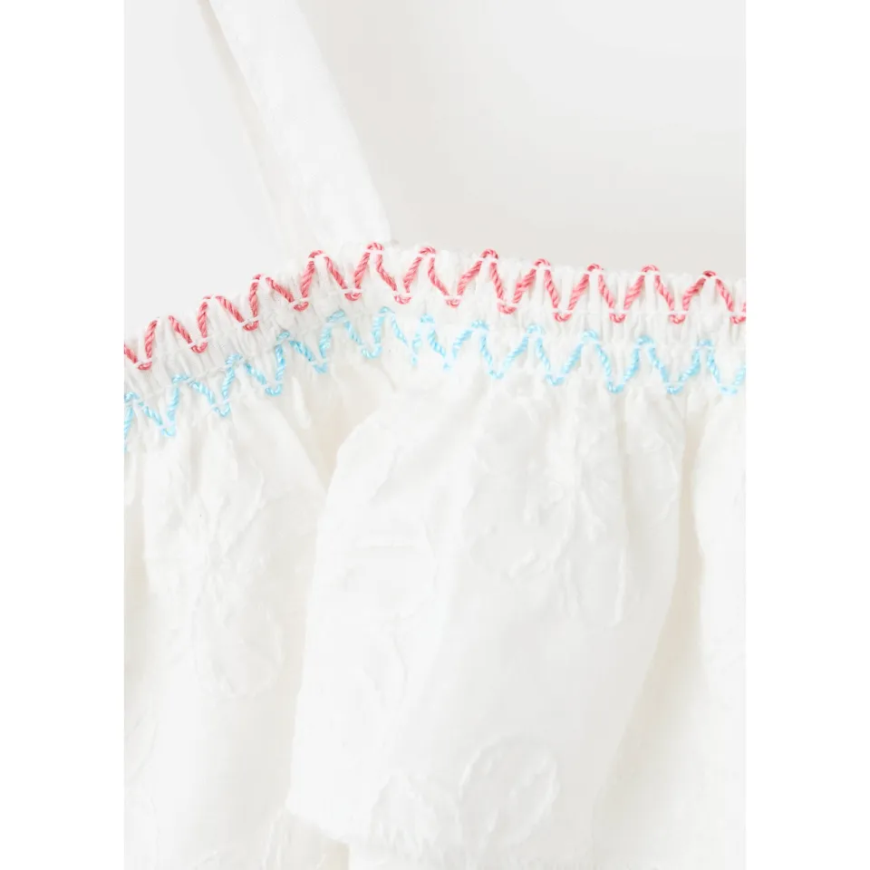 Mango top met borduursels en ruches wit, foto 4