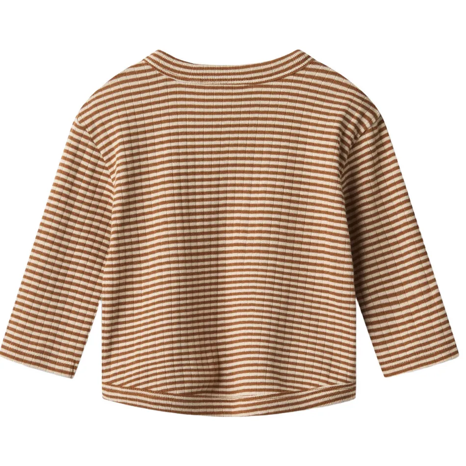 Wheat gestreepte longsleeve bruin/beige, foto 3