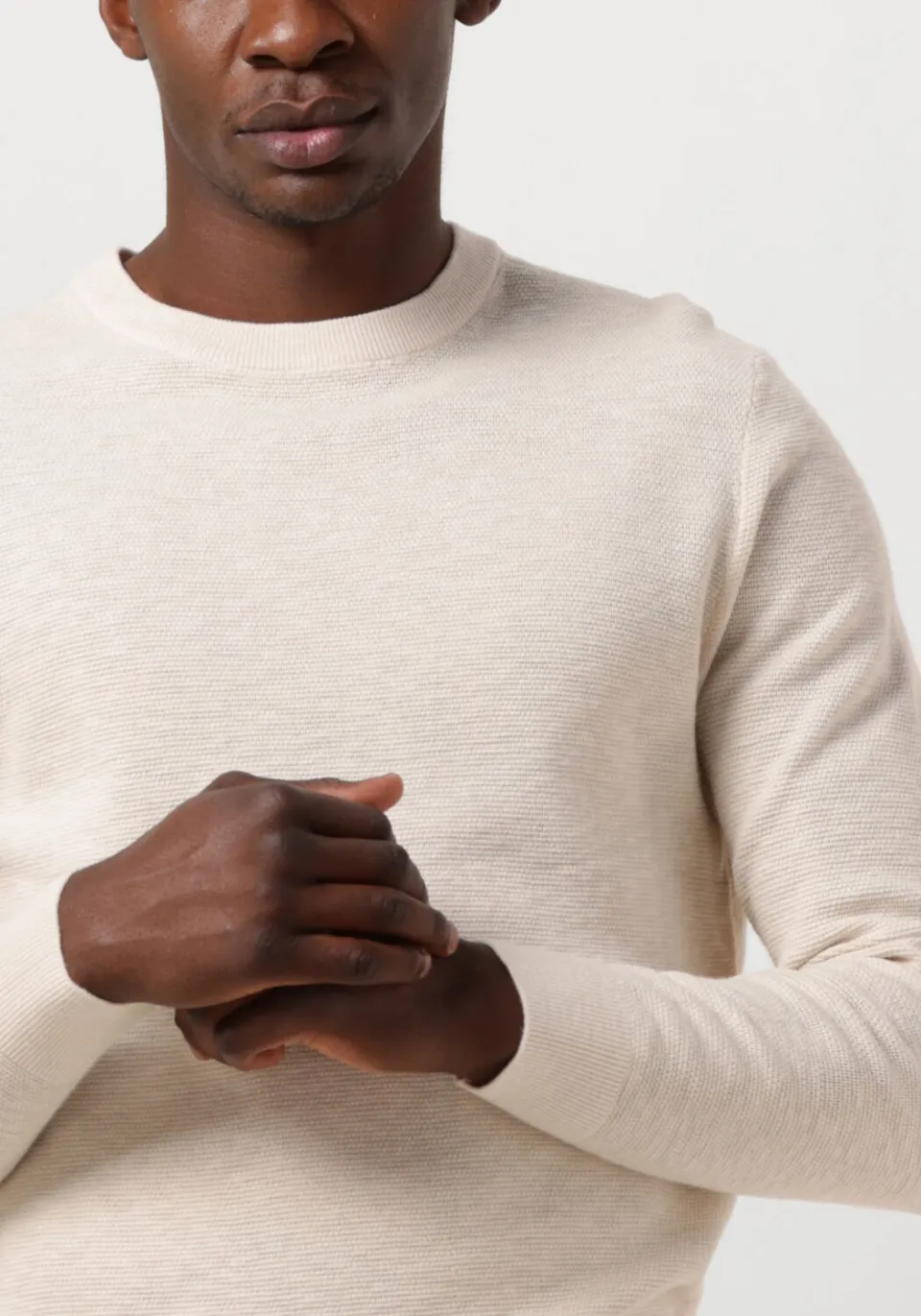 Profuomo Heren Truien & Vesten Structure Crew Neck - Ecru, foto 4