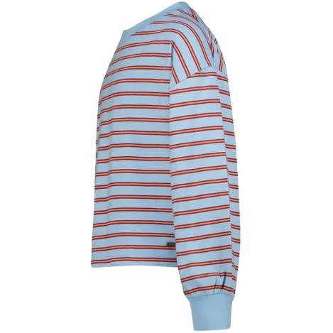 Raizzed Telma boxy gestreepte longsleeve lichtblauw/oranje, foto 3
