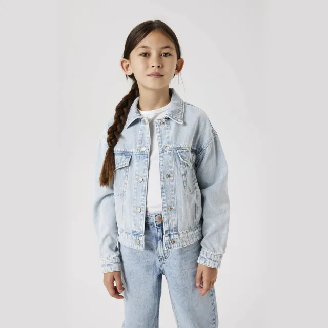 NAME IT spijkerjas lichtblauw light blue bleached denim