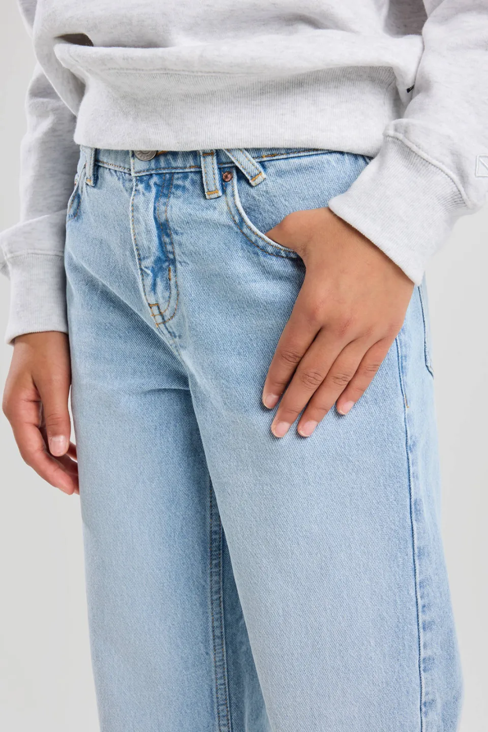 America Today low waist loose fit jeans light blue denim, foto 6