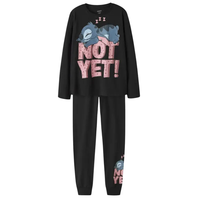 NAME IT nkfanda Stitch lange pyjamaset zwart