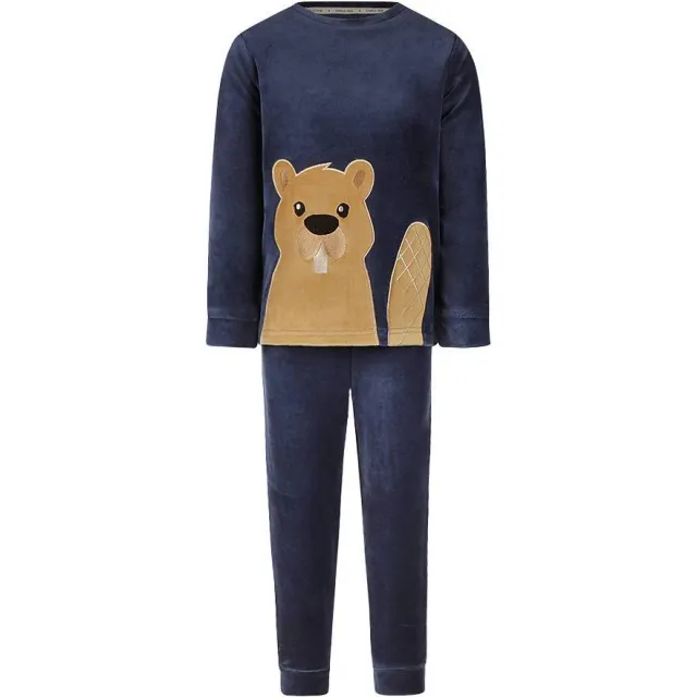 Charlie Choe pyjama met borduursels en print blauw, foto 2