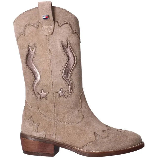 Tommy Hilfiger leren laarzen met blokhak - taupe