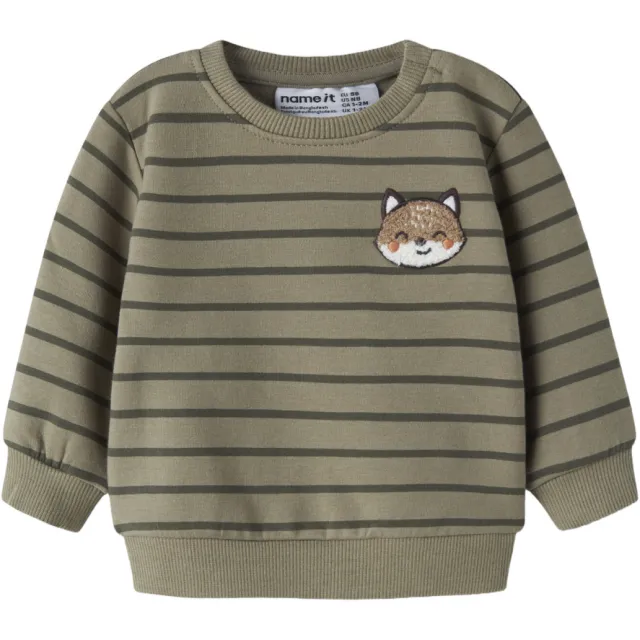 NAME IT BABY gestreepte sweater met borduursels - groen