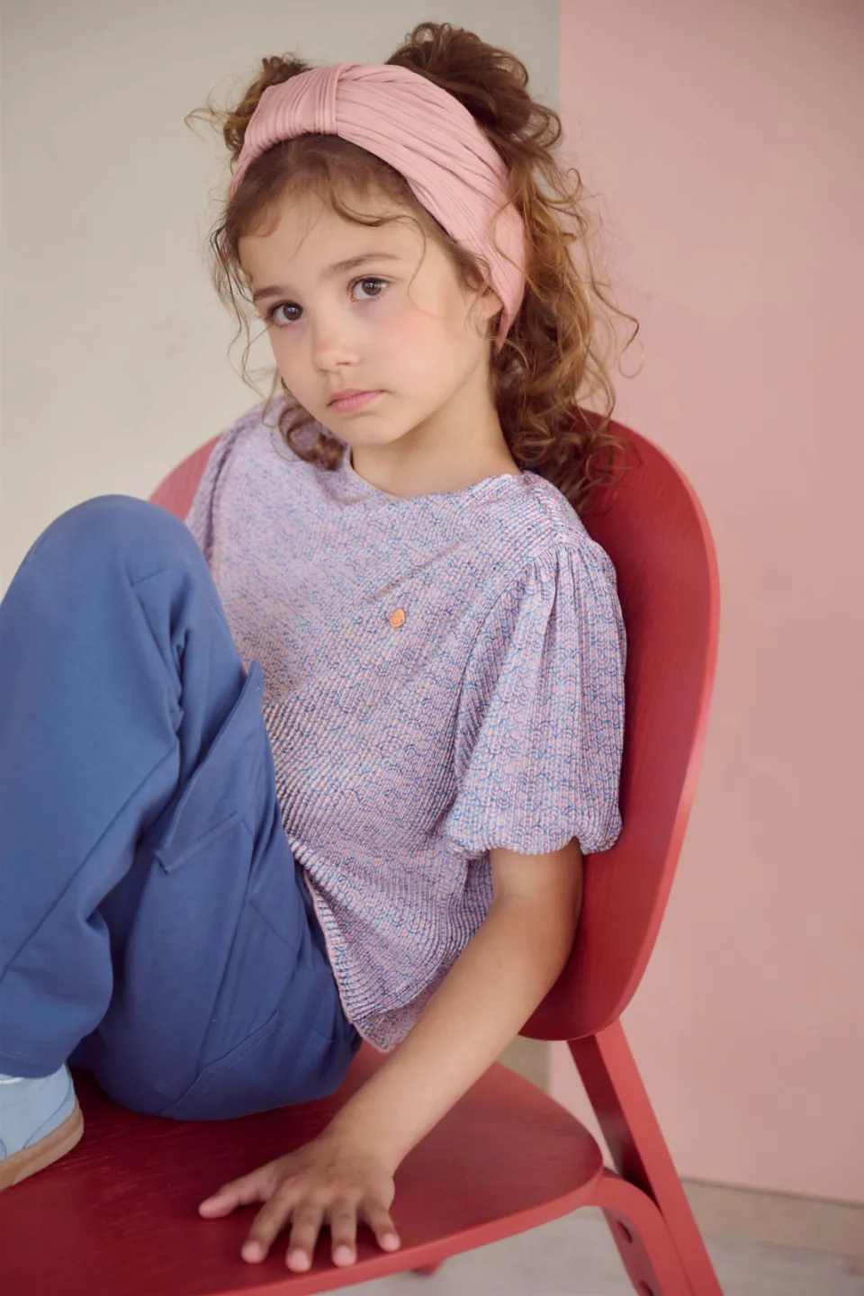 Nono blousetop blauw Blauw/roze