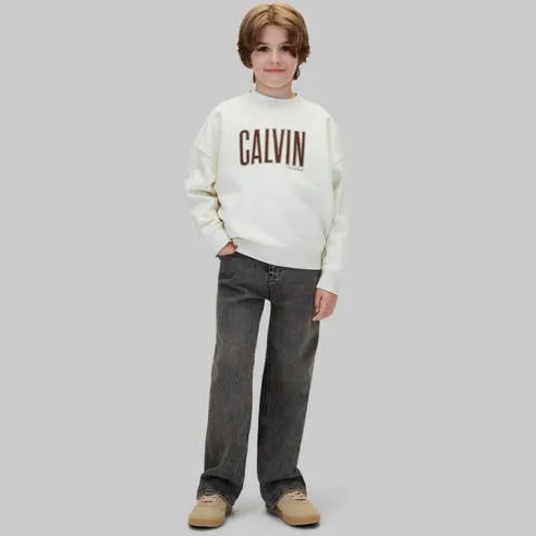 Calvin Klein sweater met borduursels lichtgrijs, foto 4