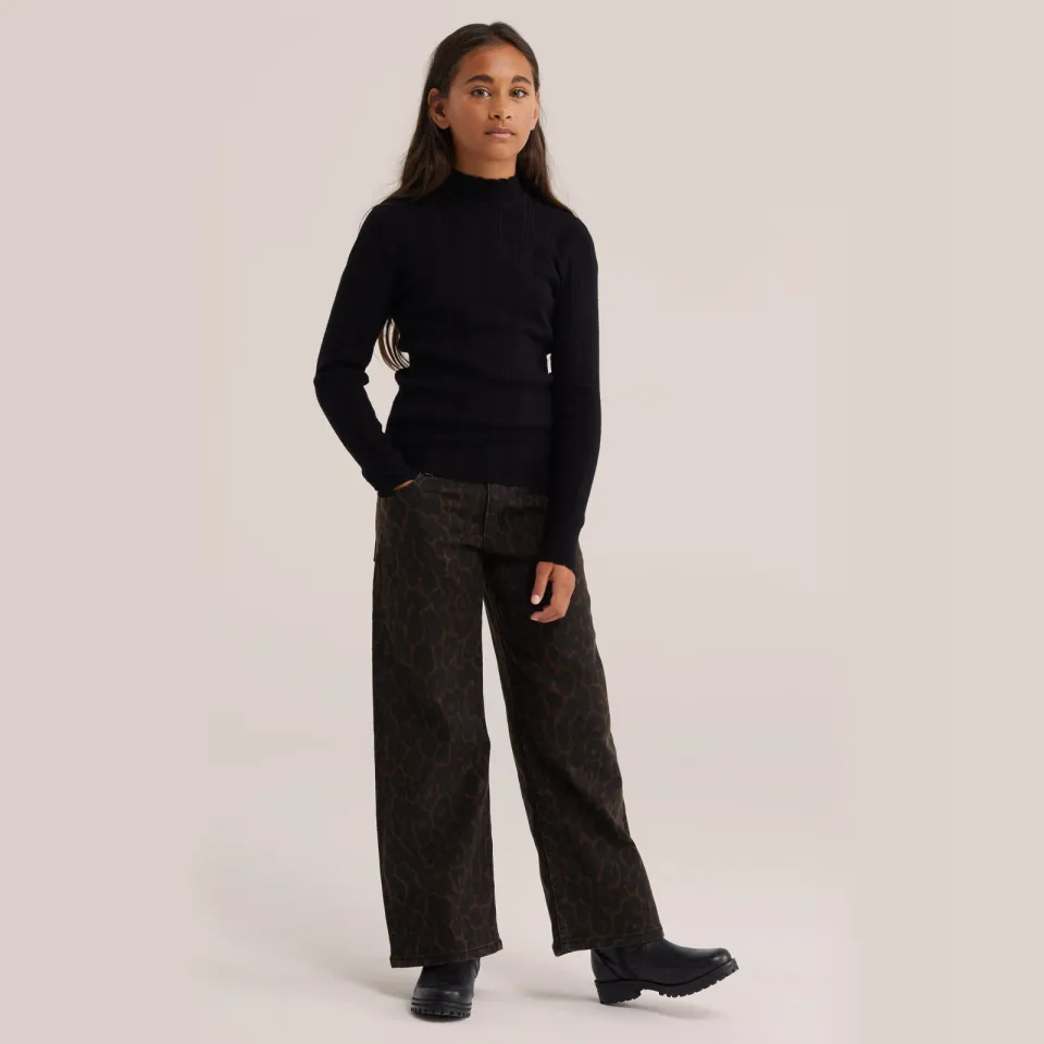 WE Fashion longsleeve met opstaande kraag zwart