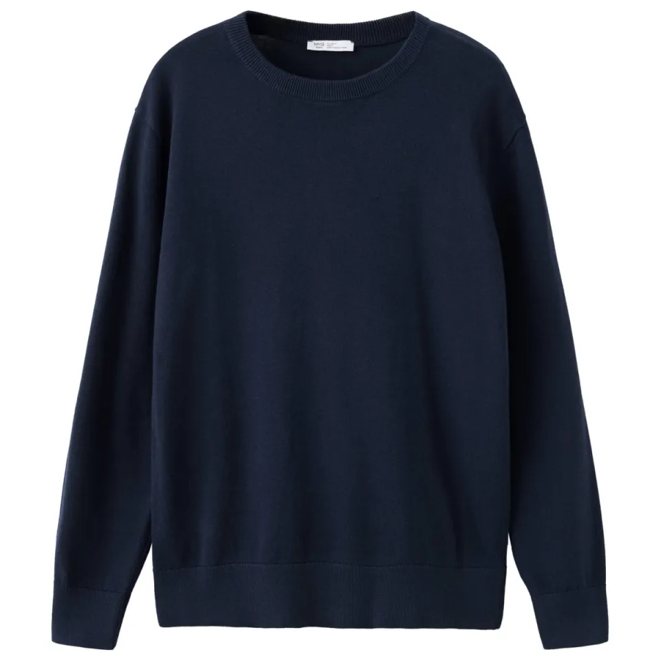 Mango TEEN katoenen gebreide trui - marineblauw, foto 2