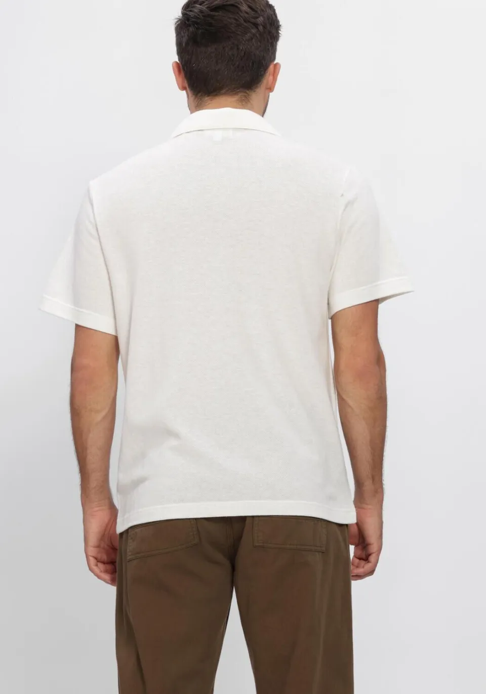 Lacoste Heren Polo's & T-shirts Classic Fit Open Neck Cotton Linen Blend Polo - Ecru, foto 3