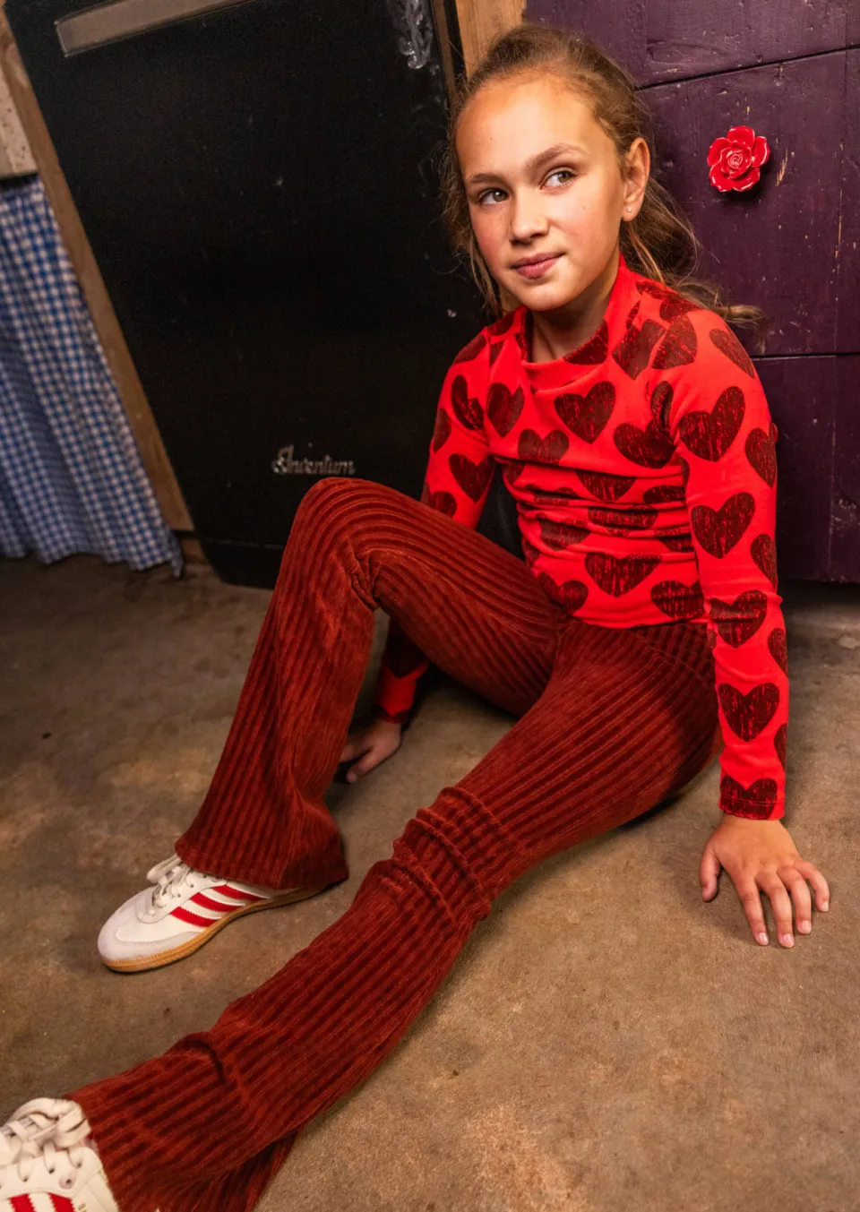 LOOXS little corduroy flared broek bruin, foto 3