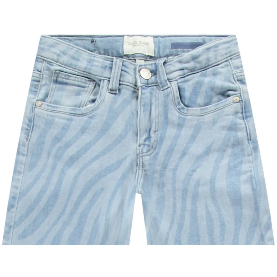 Cars loose fit jeans met zebraprint light blue denim, foto 4