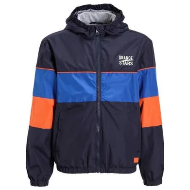 Orange Stars colourblock sporty jacket donkerblauw