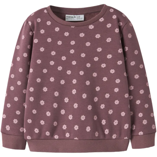 NAME IT MINI rechtvallende gebloemde sweater - donkerrood