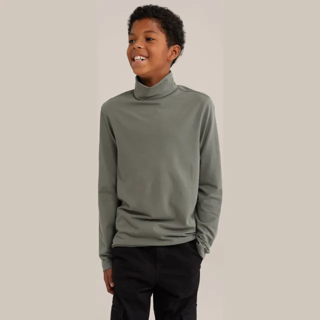 WE Fashion longsleeve met col groen, foto 3
