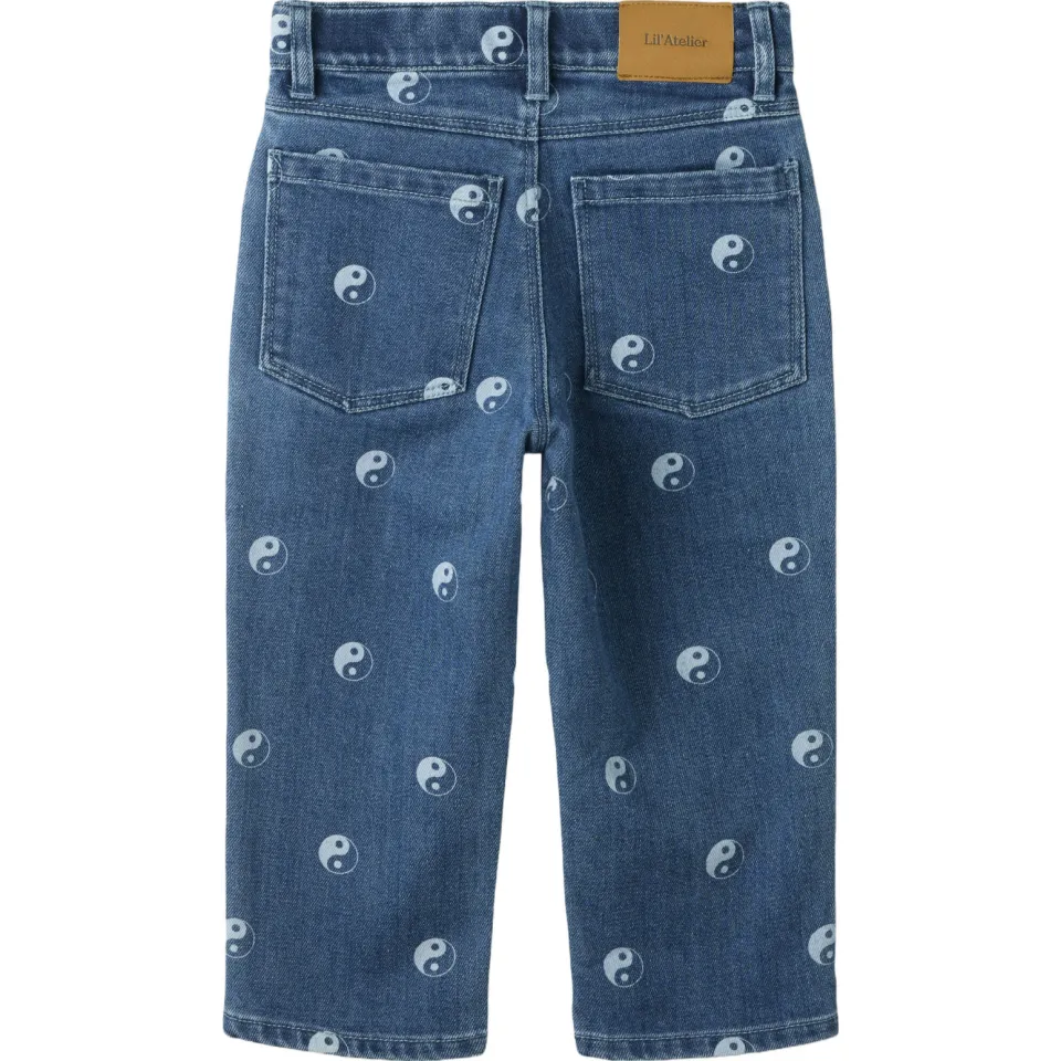 Lil' Atelier MINI NMMLIVO loose fit jeans met print - donkerblauw, foto 3