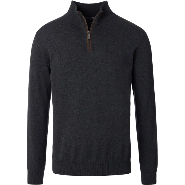 Casa Moda Trui Casamoda Halfzip Trui Solid Antraciet