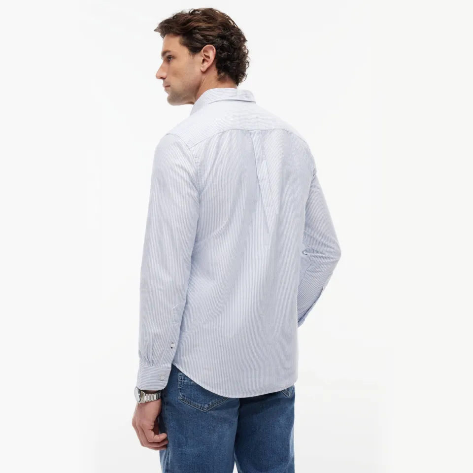 Tommy Hilfiger gestreepte regular oxford overhemd blauw, foto 7