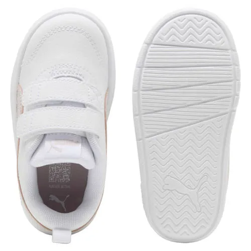 Puma Courtflex V3 imitatieleren sneakers - wit/lichtroze, foto 4