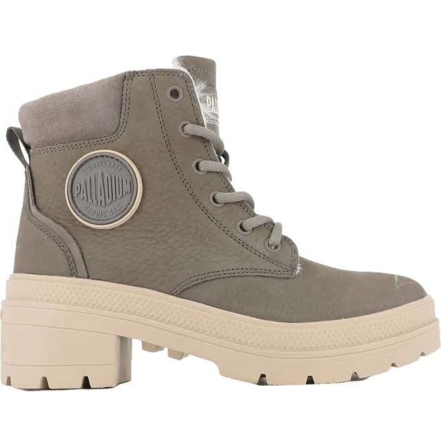 Palladium leren sneakers met blokhak - grijs
