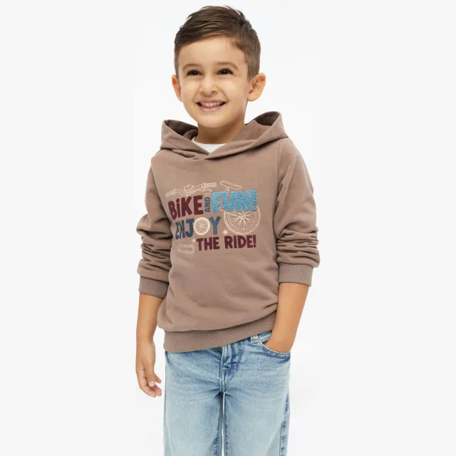 s.Oliver sweater met print - bruin