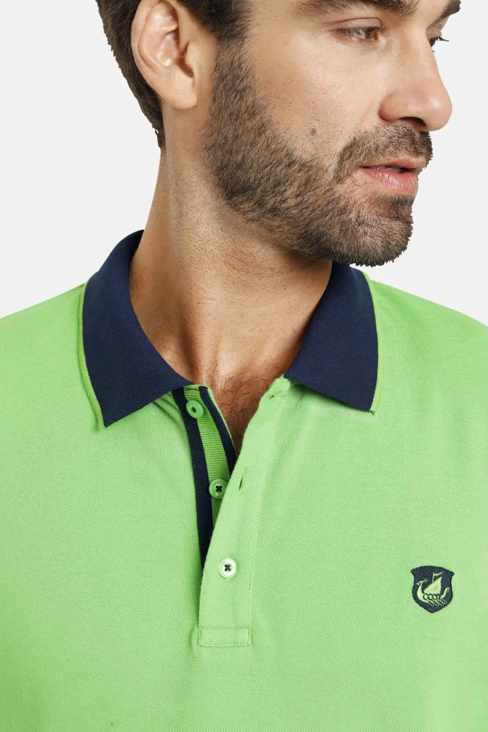 Jan Vanderstorm oversized polo LAVRANS Plus Size met contrastbies groen, foto 5