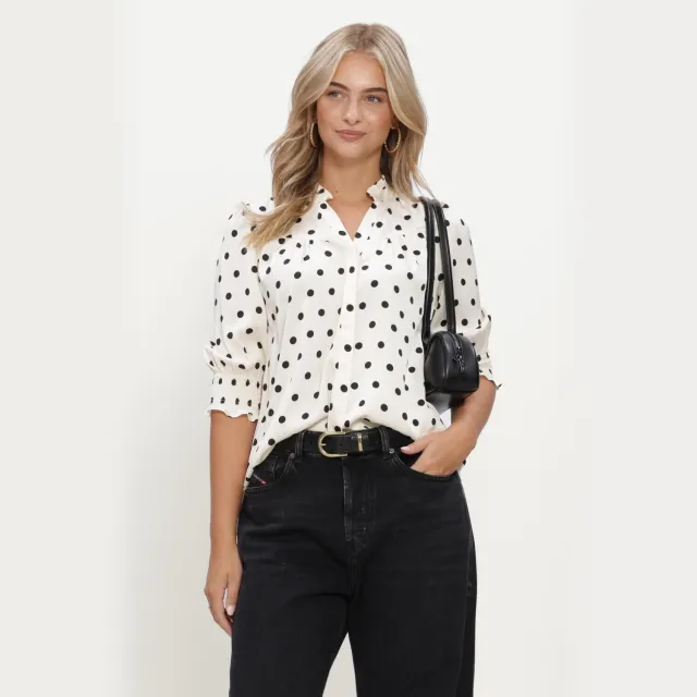 Notre-V Nv-indra blouse gebroken wit met stippen