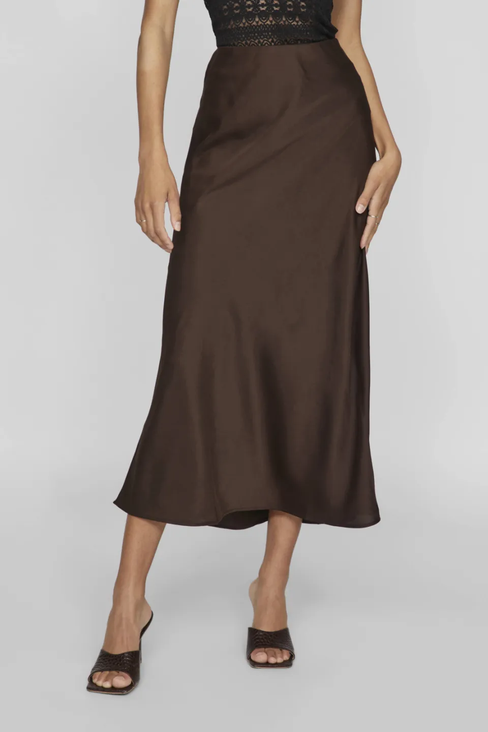 Vila Elette Skirt lange rok bruin, foto 4