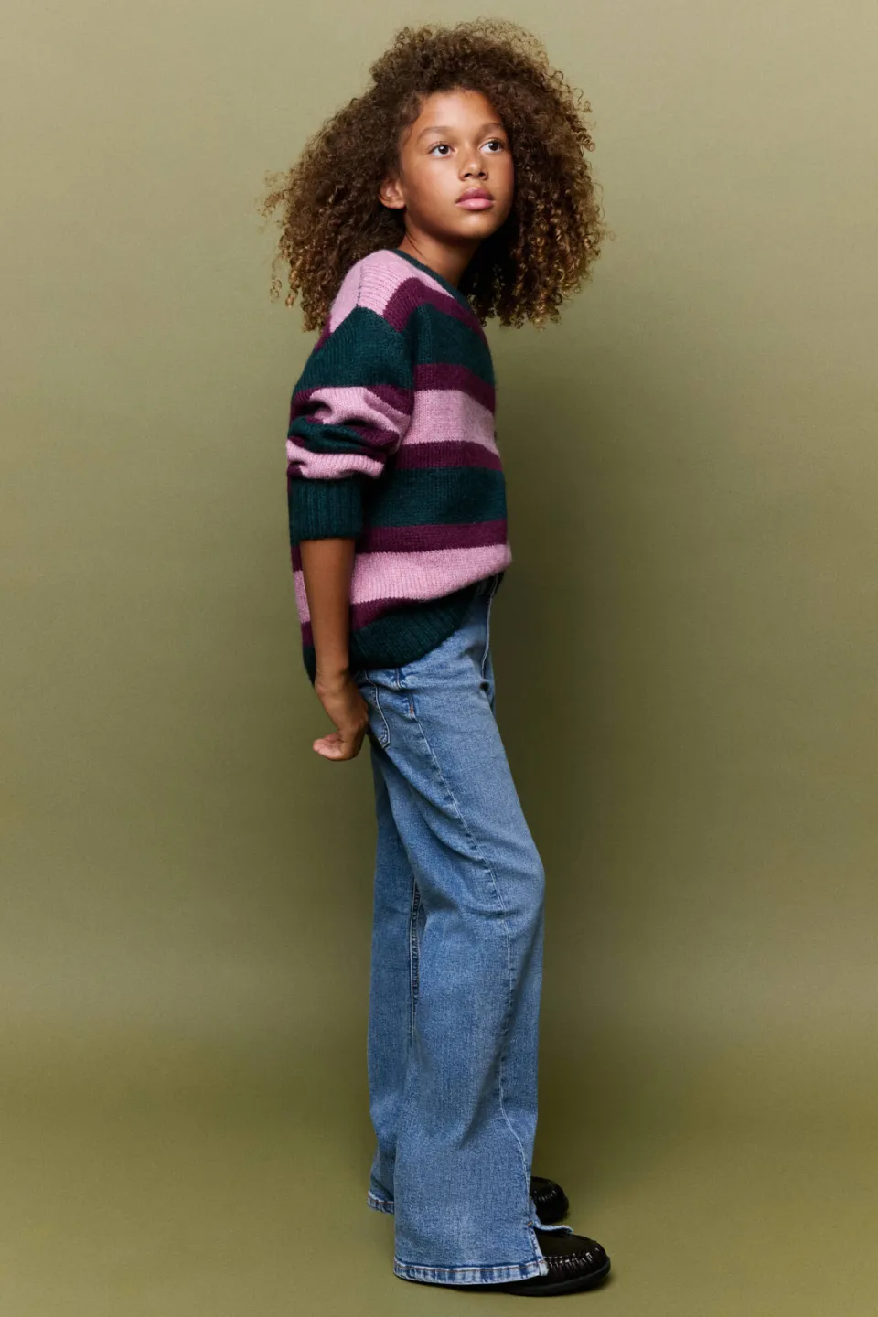 Mango Kids flared jeans met split - medium blauw, foto 5